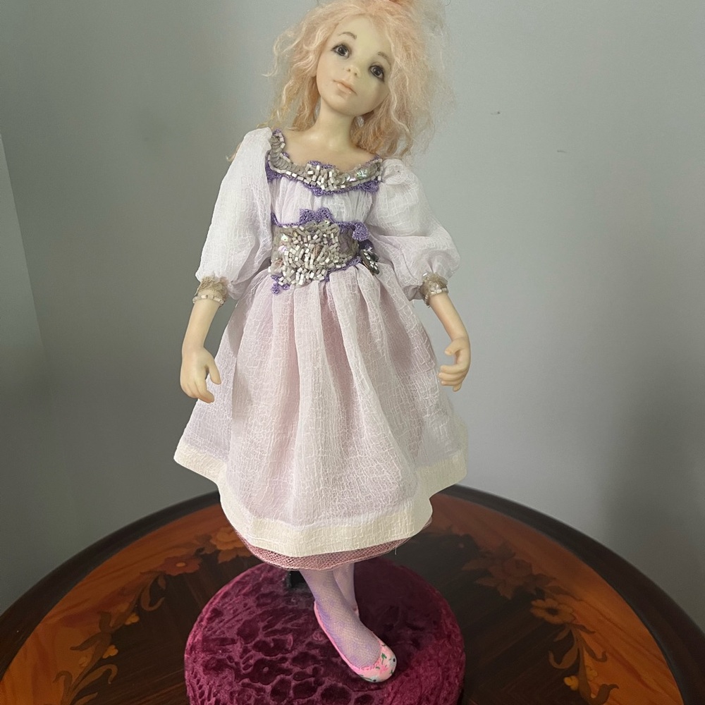 OOAK Doll In Lilac, Signed, 16”tall, Original condition